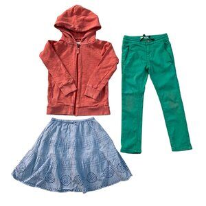 (Bundle of 3) Mini Boden Girls 4-5Y Skirt, Zip Up Hooded Jacket & Long Pants